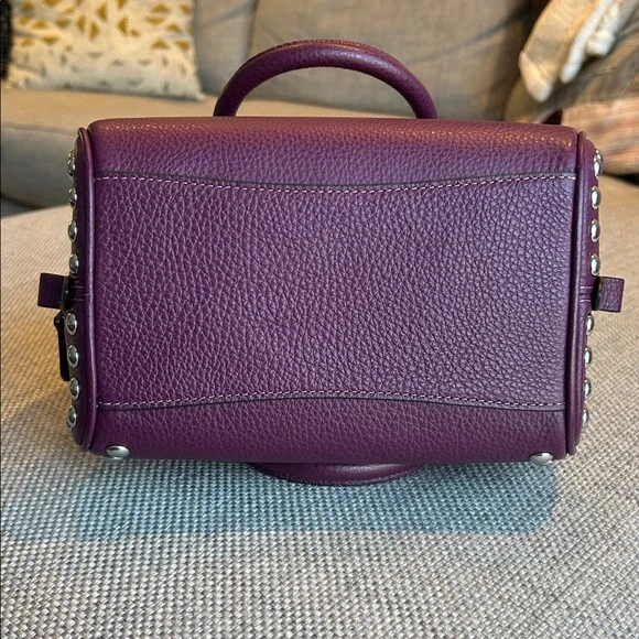 Coach Sydney Satchel with Rivets in Deep Berry - Picture 5 of 12
